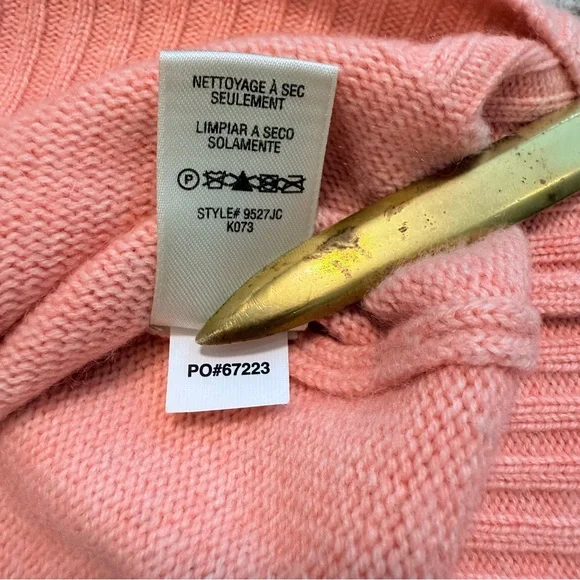 Juicy Couture Pink Cashmere Wool Sweater Pullover Embroidered Crew Women Medium - Picture 14 of 14